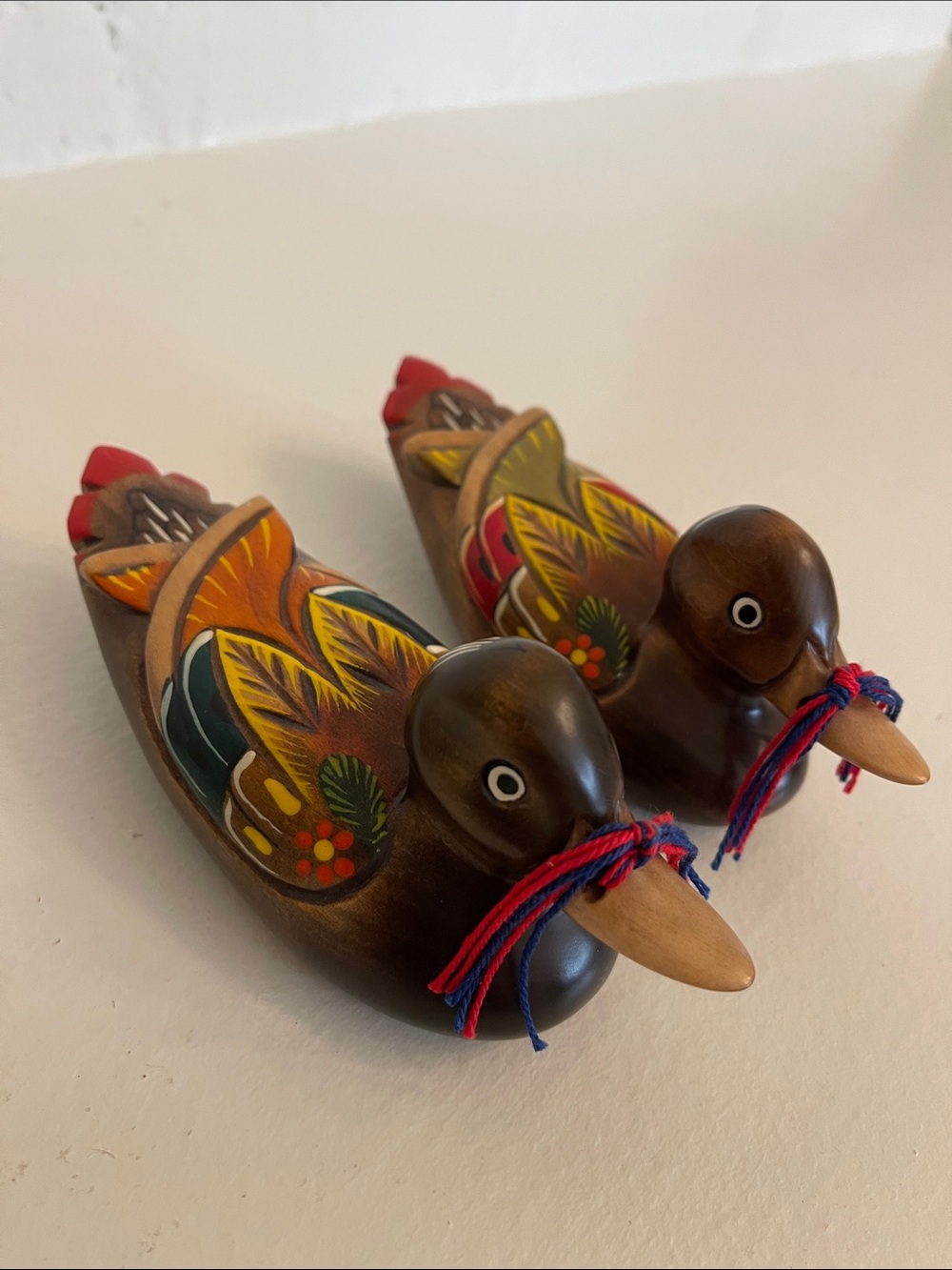 Traditional Korean Wedding Ducks Hand-Painted Wooden Set